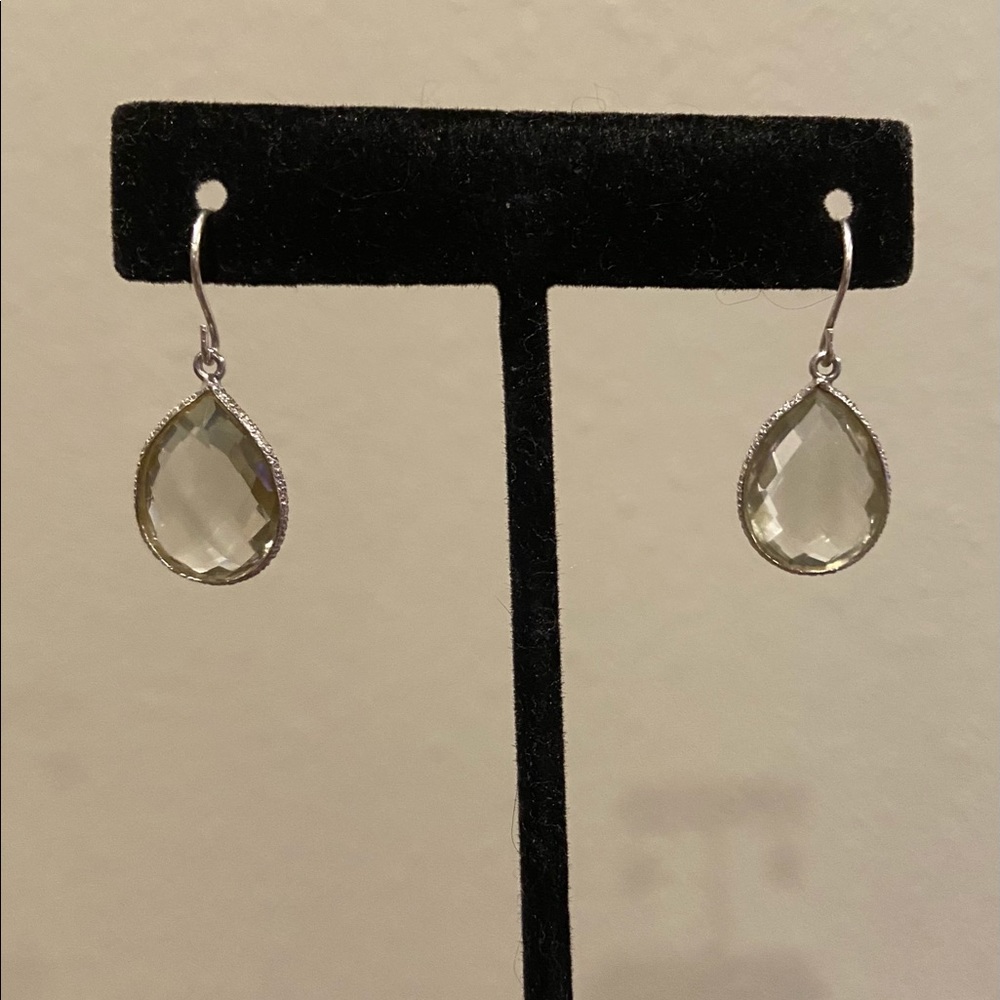 Sterling Silver Prasiolite Dangling Earrings - image 1